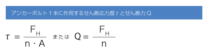 アンカーボルト1本に作用する断応力度τとせん断力Q