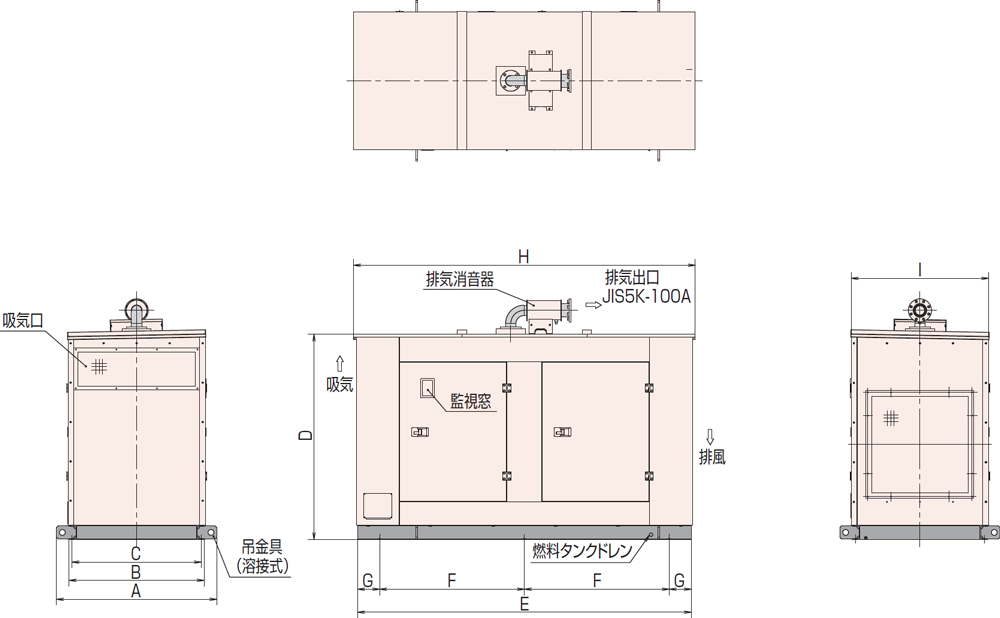 非常用発電機AP155D1屋内標準騒音タイプ