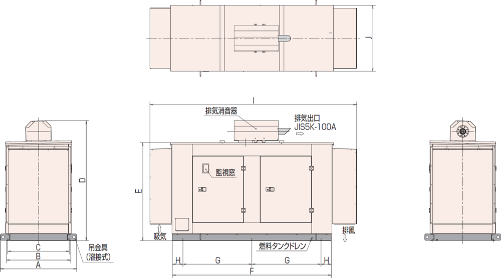 非常用発電機AP155D1屋外標準騒音タイプ