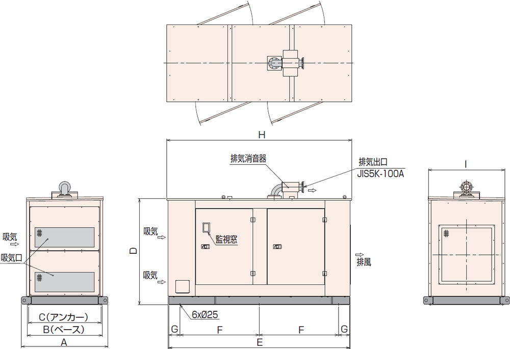 非常用発電機AP230D・280D屋内標準騒音タイプ