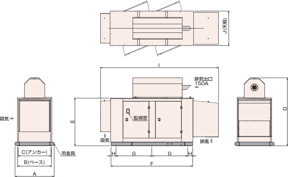 非常用発電機APAP230D・280D屋外超低騒音タイプ（約75dB（A）at1mレベル）