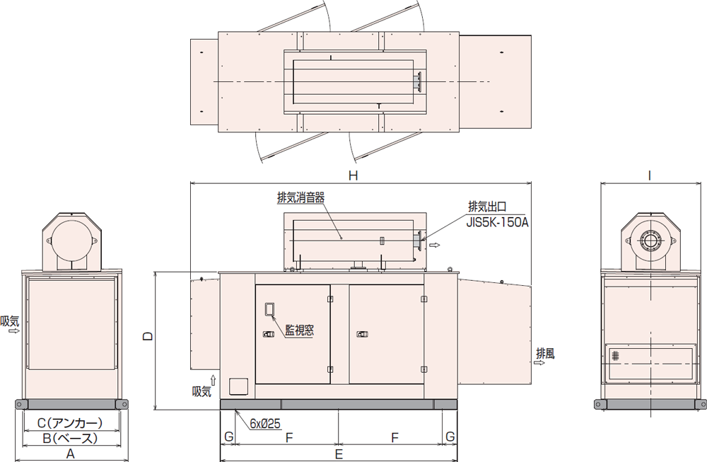 非常用発電機APAP230D・280D屋内超低騒音タイプ（約75dB（A）at1mレベル）