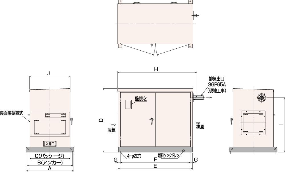 非常用発電機AP25C・35C・45C屋内標準騒音タイプ