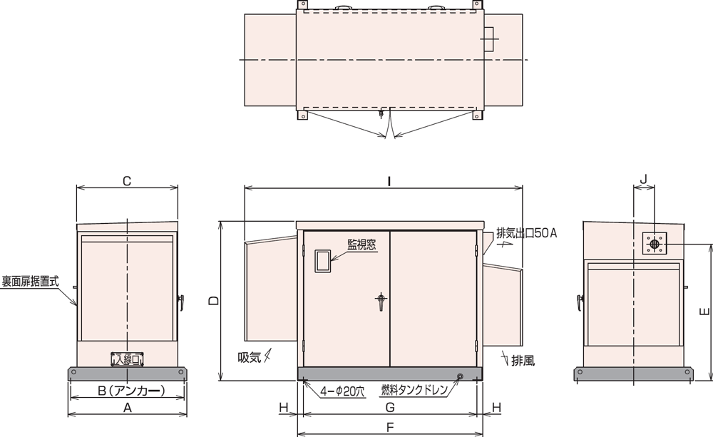 非常用発電機AP25C・35C・45C屋外標準騒音タイプ