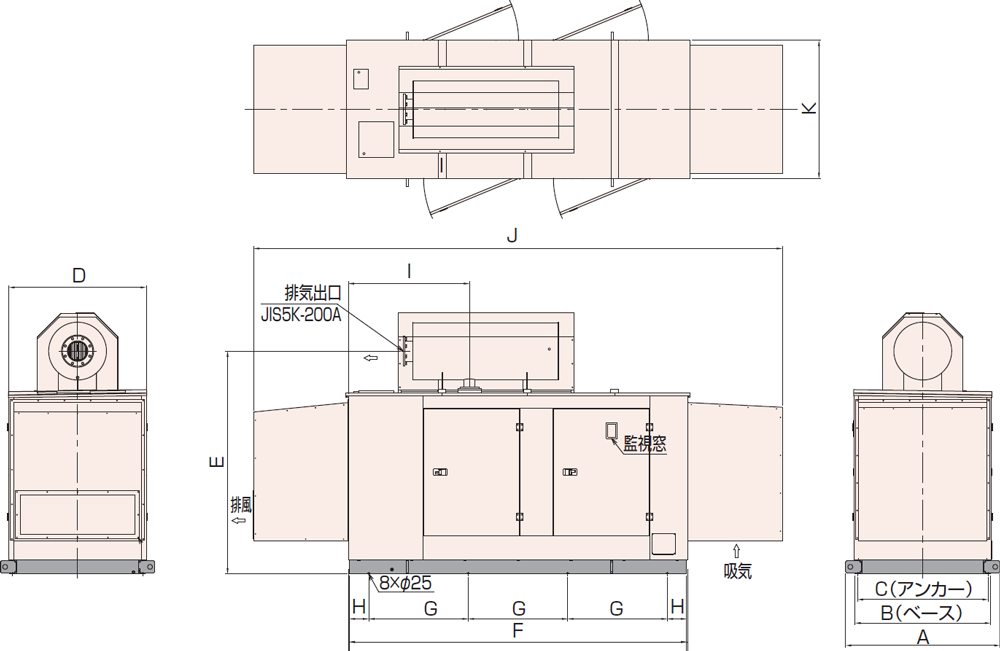 非常用発電機AP375D屋内超低騒音タイプ(約75dB(A)at1mレベル)