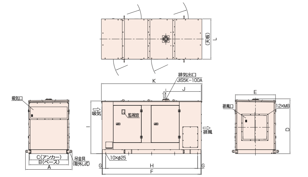 非常用発電機AP385E屋内標準騒音タイプ