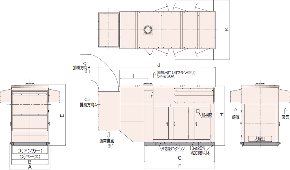 非常用発電機AP400C-450C屋内超低騒音タイプ(約75dB(A)at1mレベル)