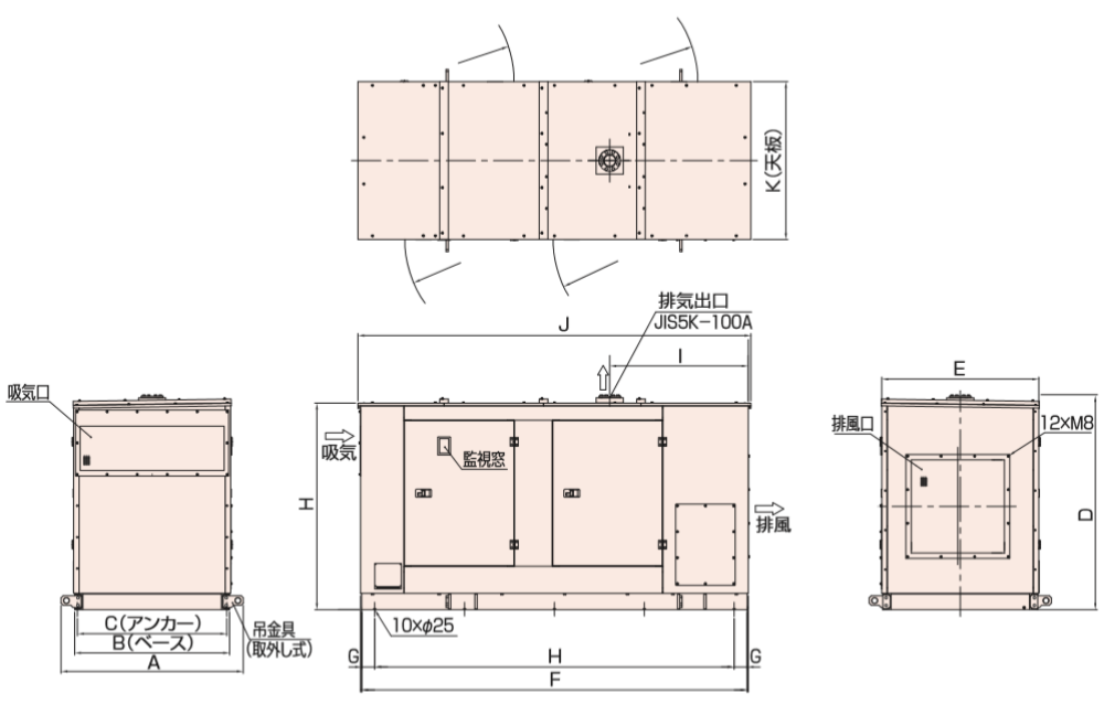 非常用発電機AP450E屋内標準騒音タイプ