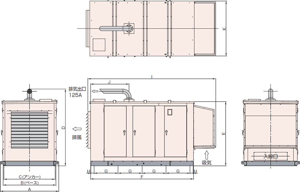 非常用発電機AP500C屋外標準騒音タイプ