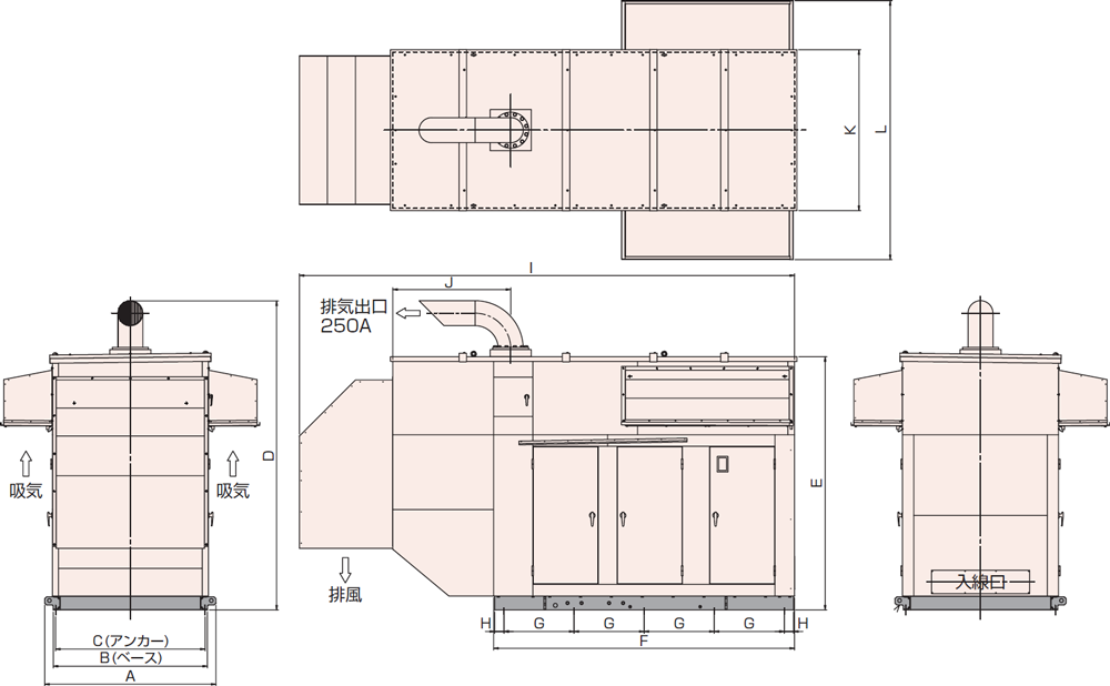非常用発電機AP500C屋外超低騒音タイプ(約75dB(A)at1mレベル)