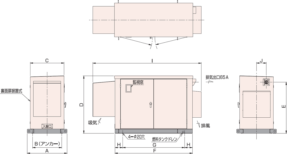 非常用発電機AP65C屋外標準騒音タイプ