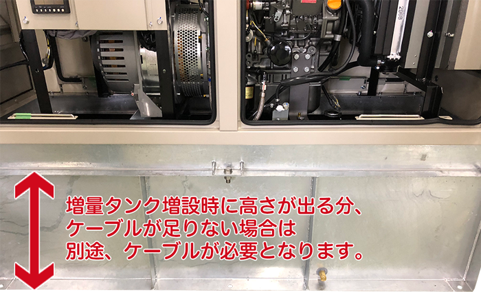 ヤンマー製の非常用発電機屋外型ケーブル