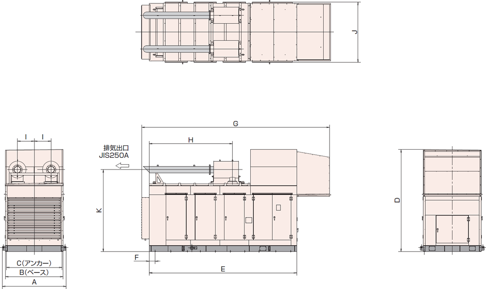 非常用発電機AY40L-1000H1屋外標準騒音タイプ