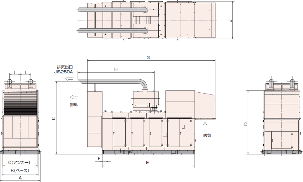 非常用発電機AY40L-1000H1屋外低騒音タイプ（約85dB（A）at1mレベル）